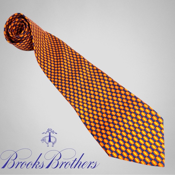 BROOKS BROTHERS Orange and Blue Men's Contemporary Tie - Picture 1 of 6